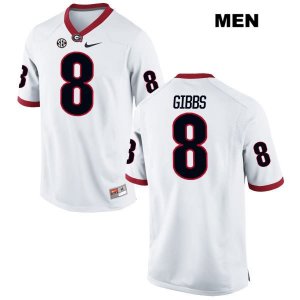 Men's Georgia Bulldogs NCAA #8 Deangelo Gibbs Nike Stitched White Authentic College Football Jersey TUH3254WE